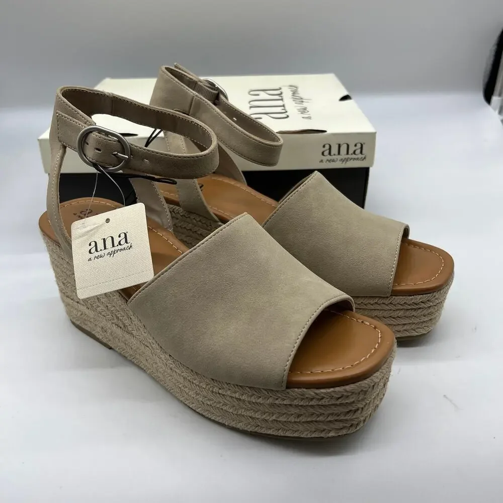a.n.a Laskie Women Shoes Ankle Buckle Strap Sandals Brown Stone Size 9.5M